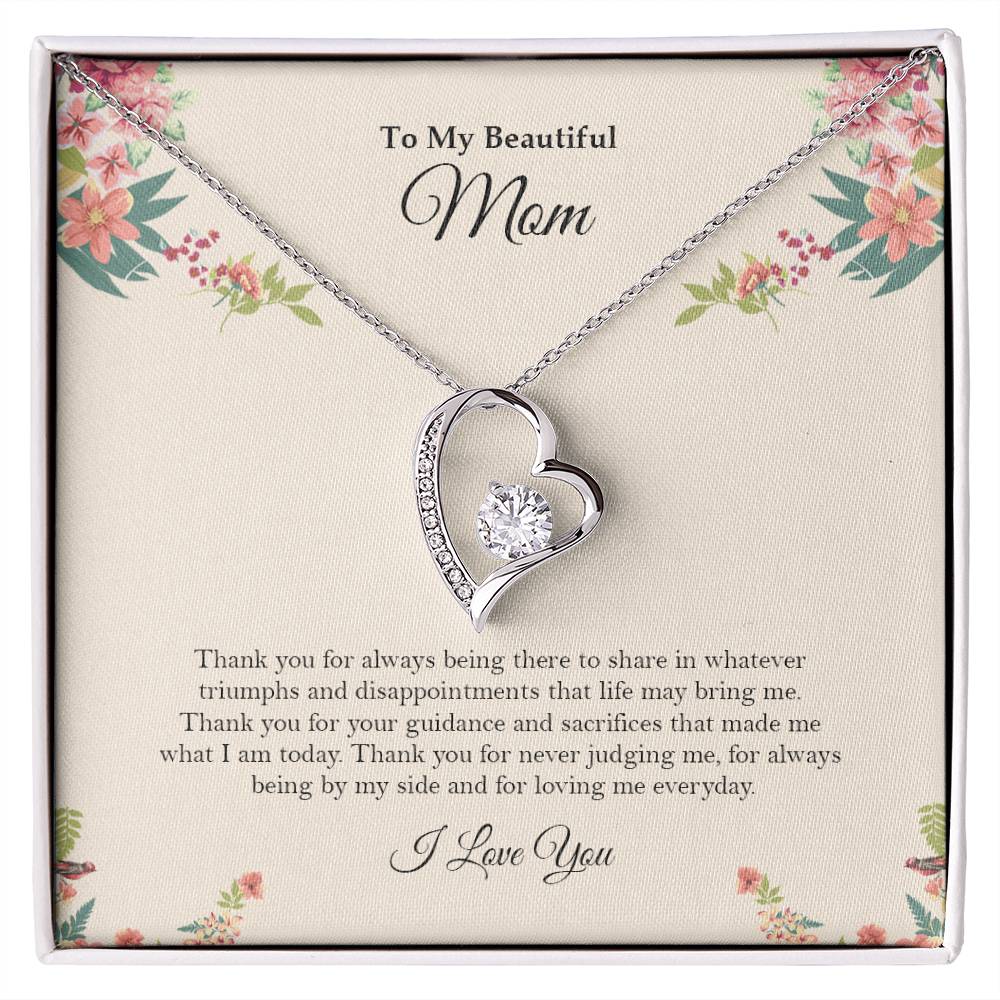 To My Beautiful Mom | I Love You - Forever Love Necklace